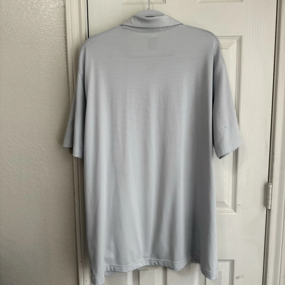 Callaway Opti Dry XL Light Blue & White Striped Performance Golf Shirt - Picture 9 of 9